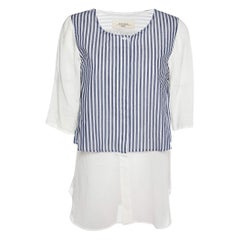 Weekend Max Mara White Cotton & Striped Overlay Detail Shirt S