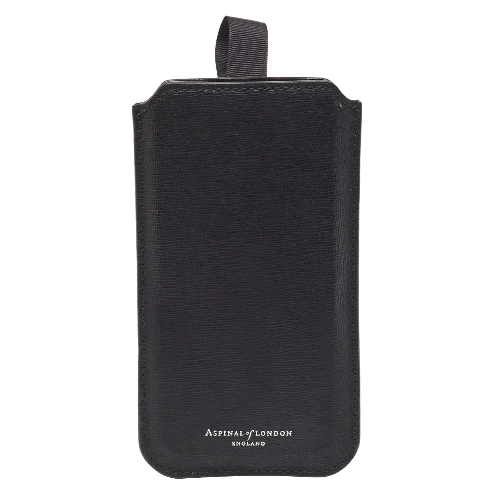 Aspinal Of London Black Leather Phone Case For Sale