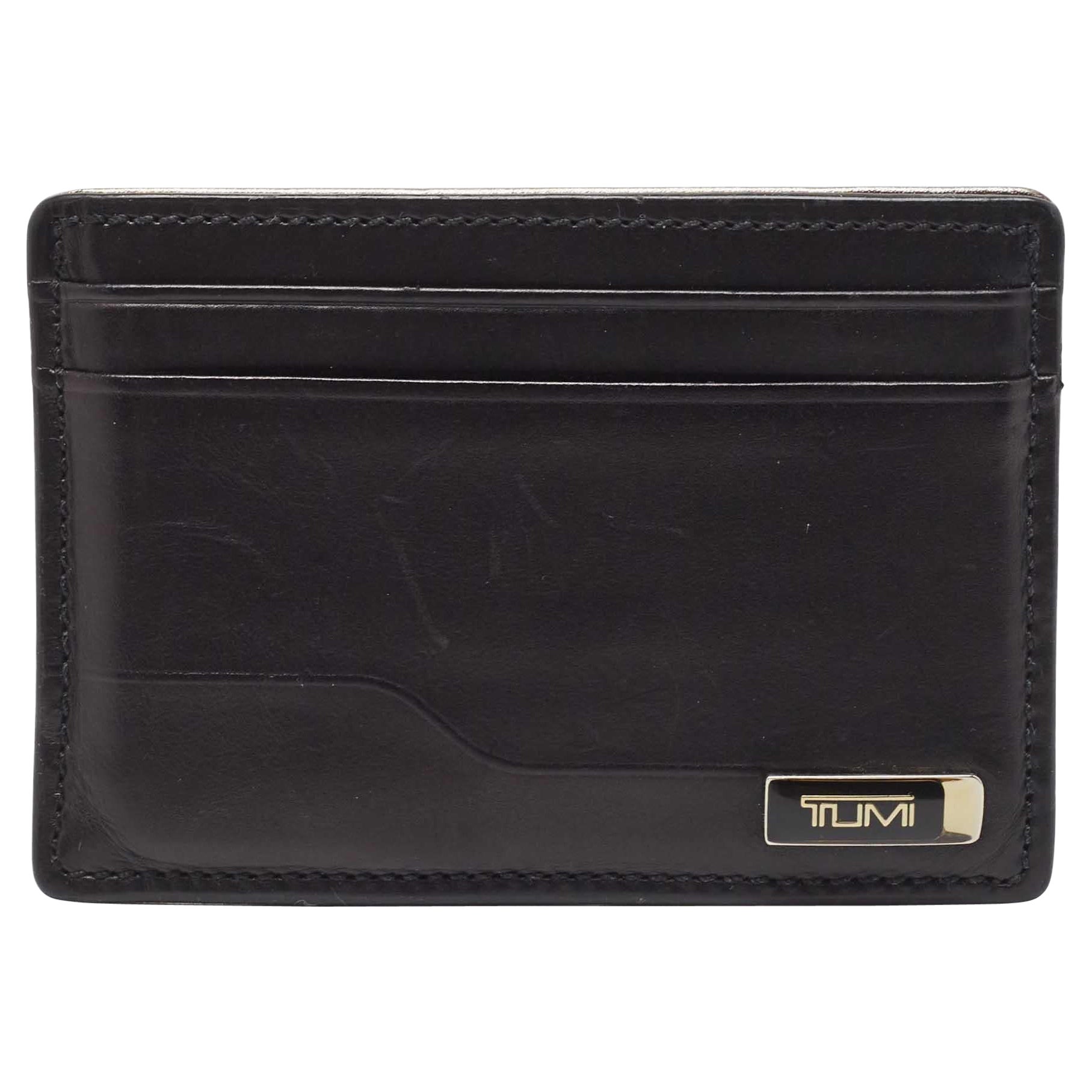 Tumi Black Leather Logo Card Holder