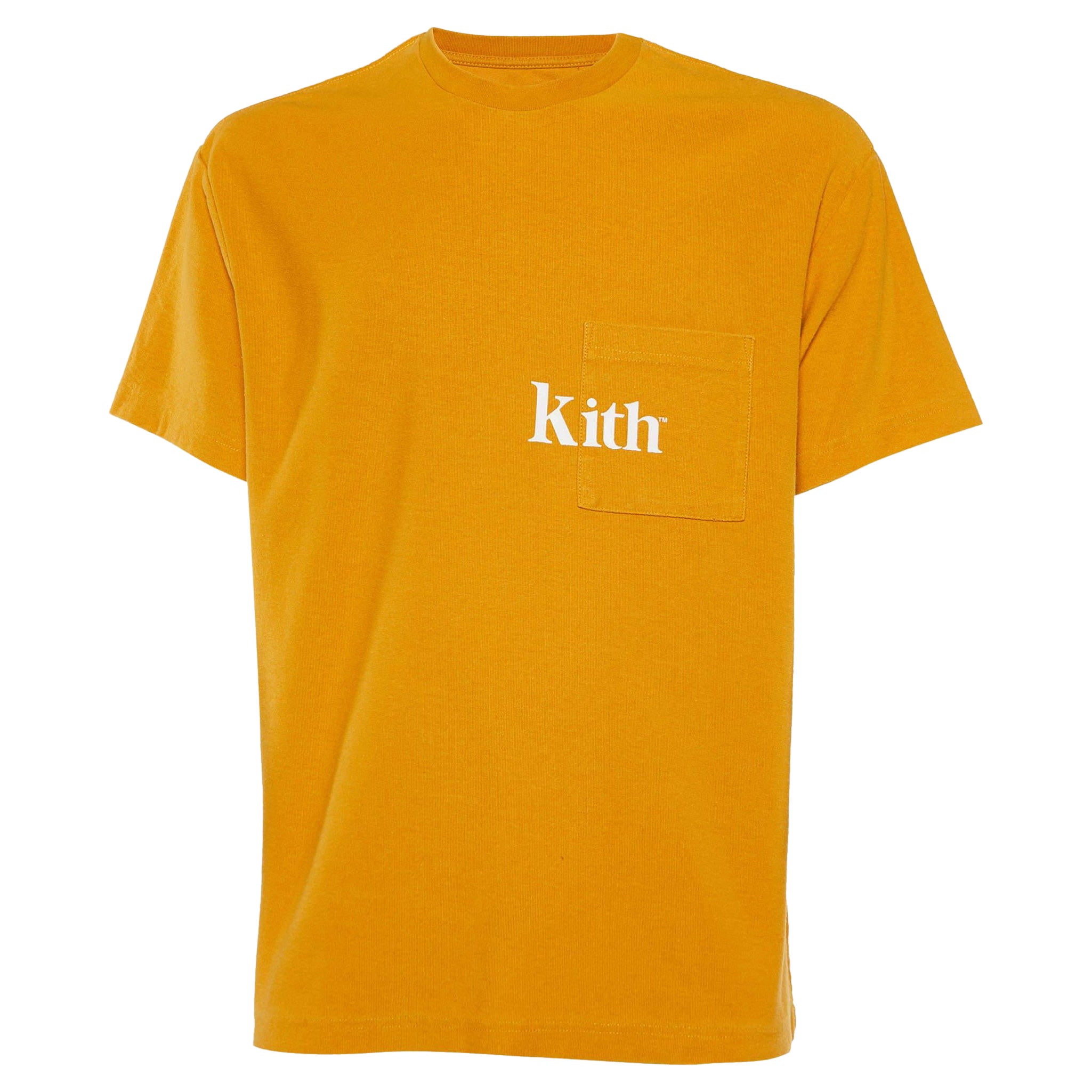 Kith Mustard Yellow Cotton Knit Logo Printed Crewneck T-Shirt S