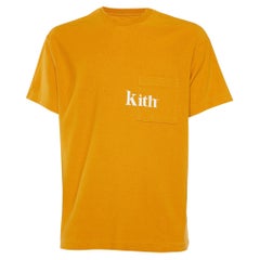 Kith Mustard Yellow Cotton Knit Logo Printed Crewneck T-Shirt S