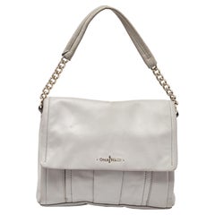 Cole Haan Grey Pleated Leather Flap Chain Bag