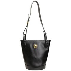 Chloe Black Leather Bucket Bag with Strap
