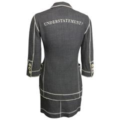 Vintage Moschino Couture Black and White "Understatement" Jacket and Skirt Ensemble