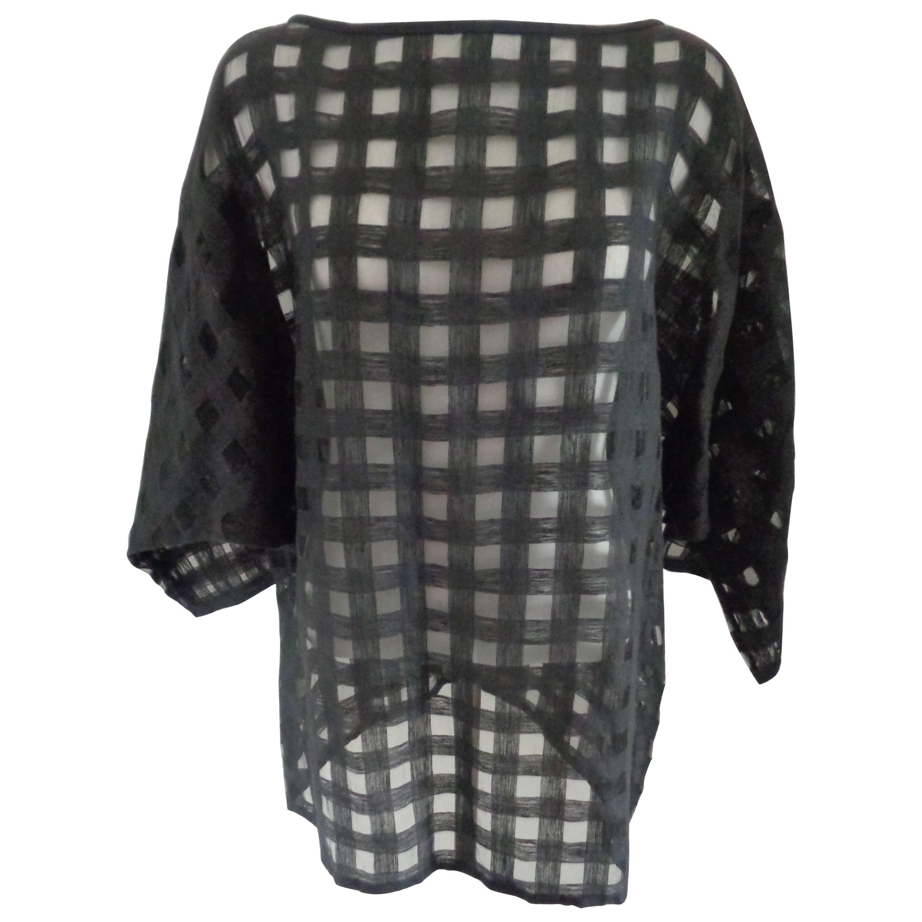 1980s Effegi Black See-through Linen Shirt For Sale