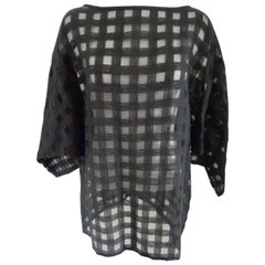 Chemise Effegi en lin noir à transparence (années 1980)