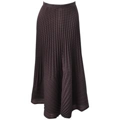 Issey Miyake Brown Striped Multi-directional Pleated Skirt