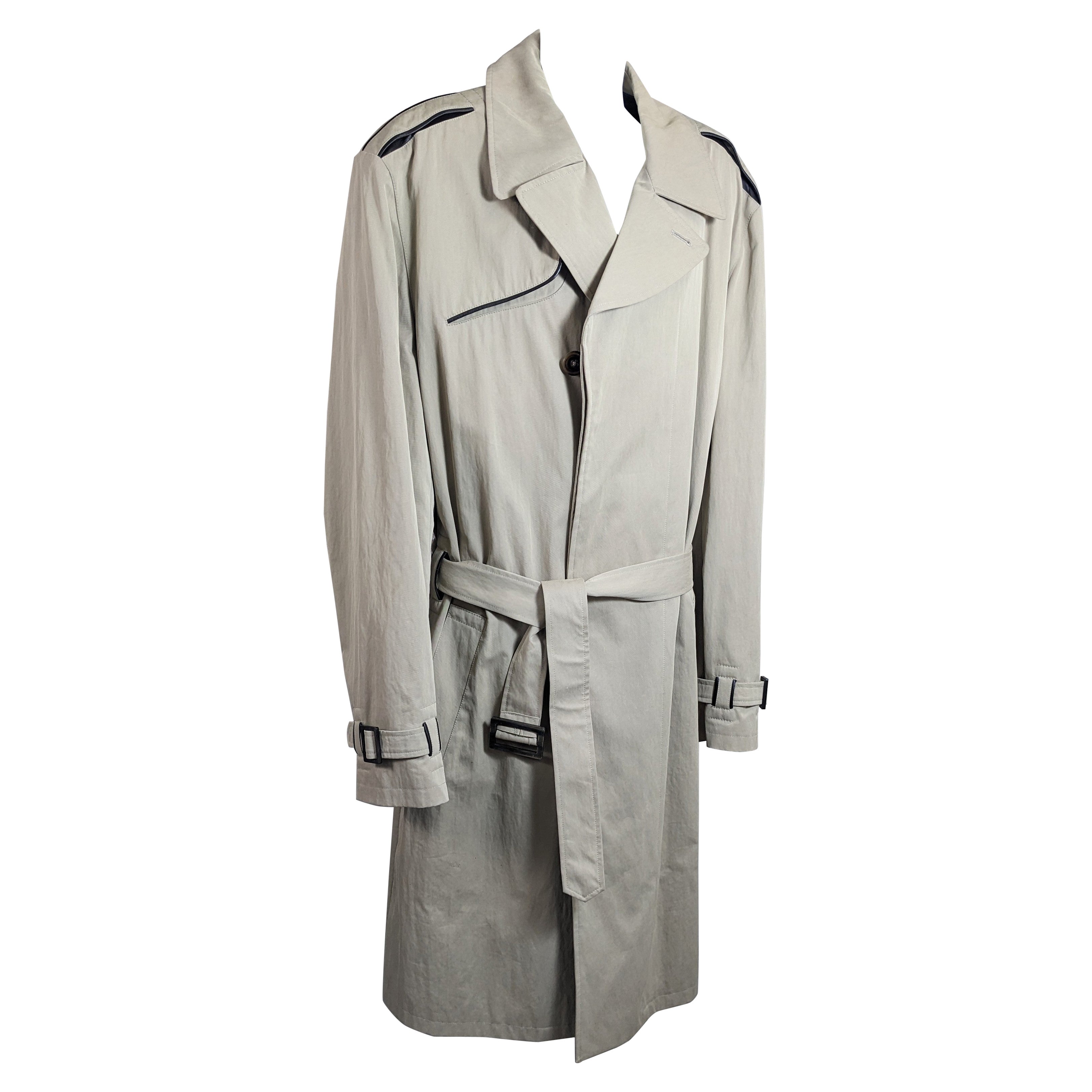 Hermes Mens Leather Trimmed Trench For Sale