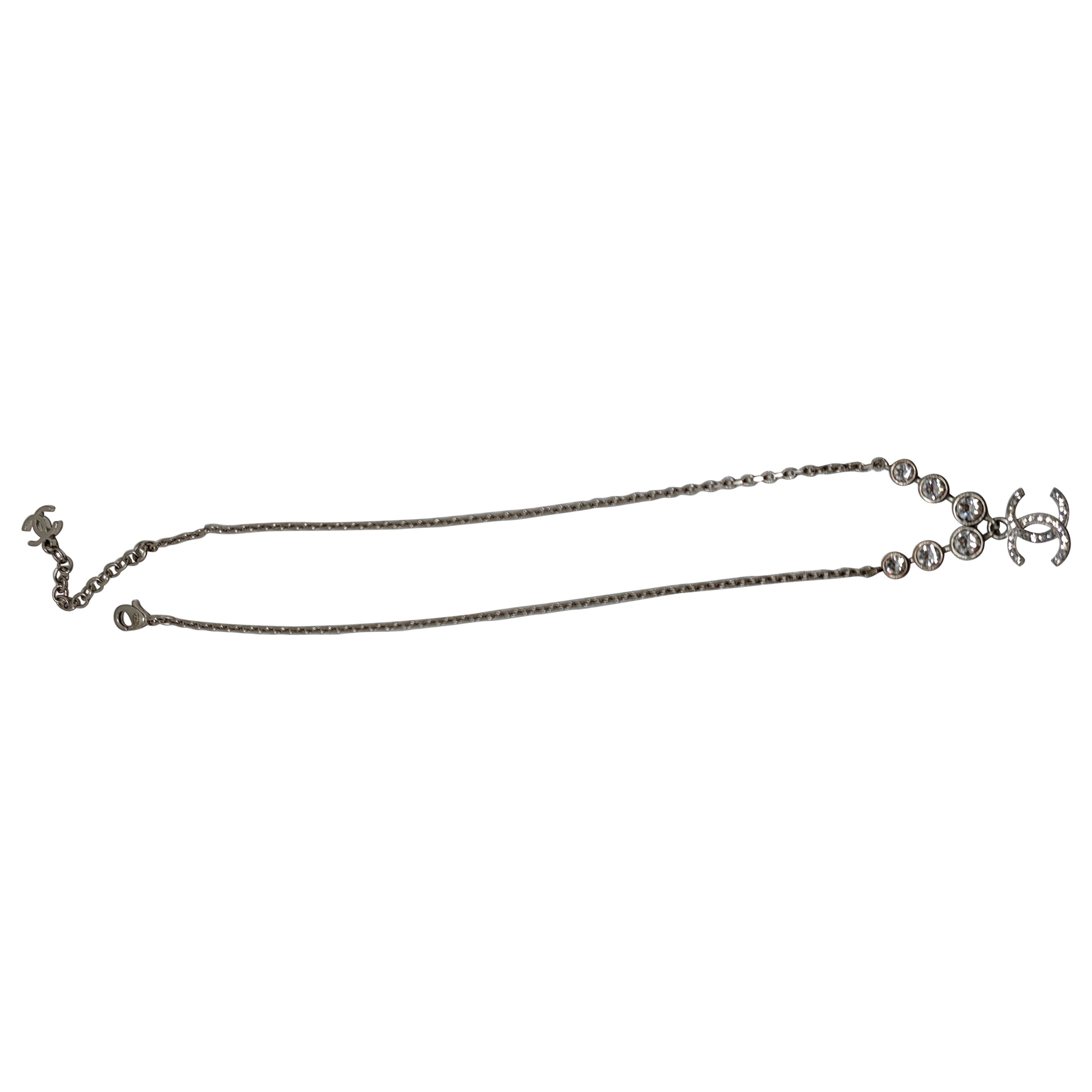 Chanel A22 Rhinestone CC Pendant Necklace
