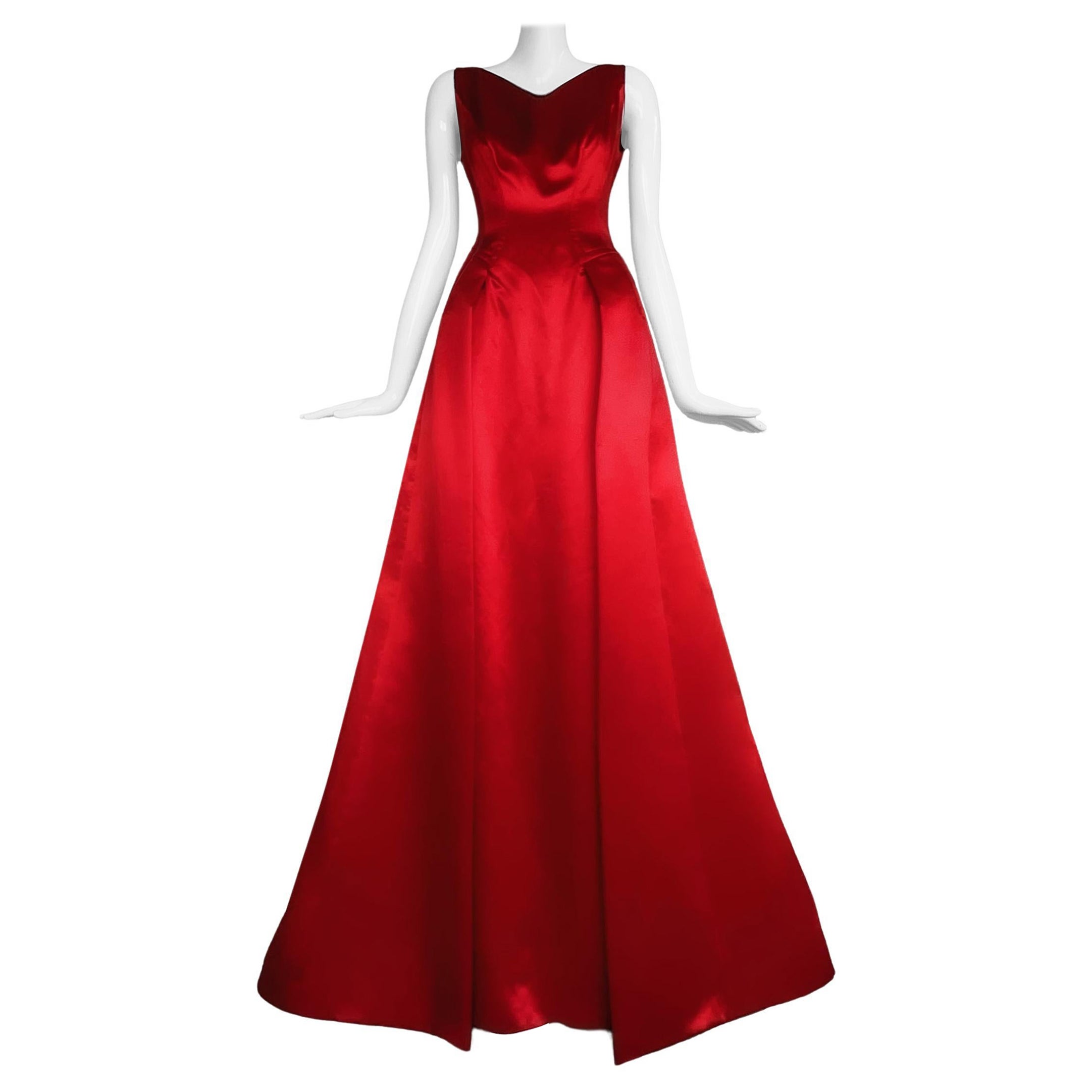 Thierry Mugler Couture FW 1997 Goddess Silk Evening Gown Red Dress For Sale