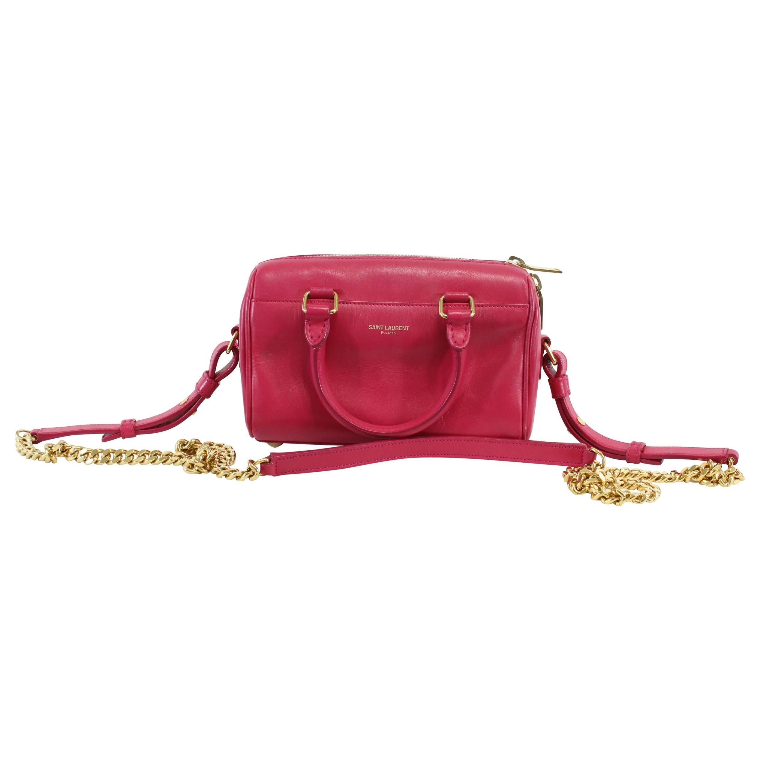 Yves Saint Laurent Toy Duffle Bag in Dark Pink Leather For Sale