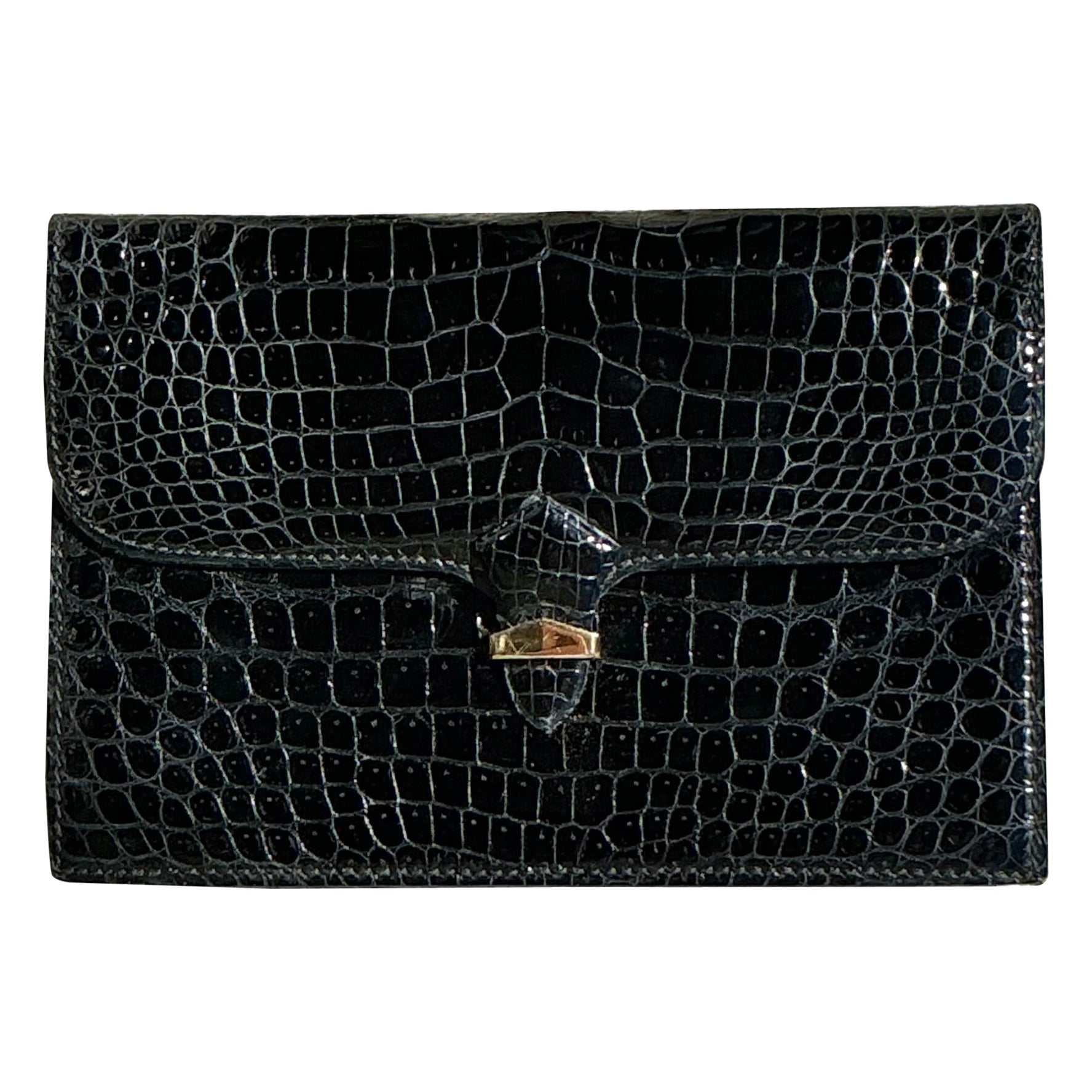 Vintage Mark Cross England Crocodile Clutch For Sale