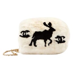 Chanel CC Logo Reindeer Muff White Fur Satchel