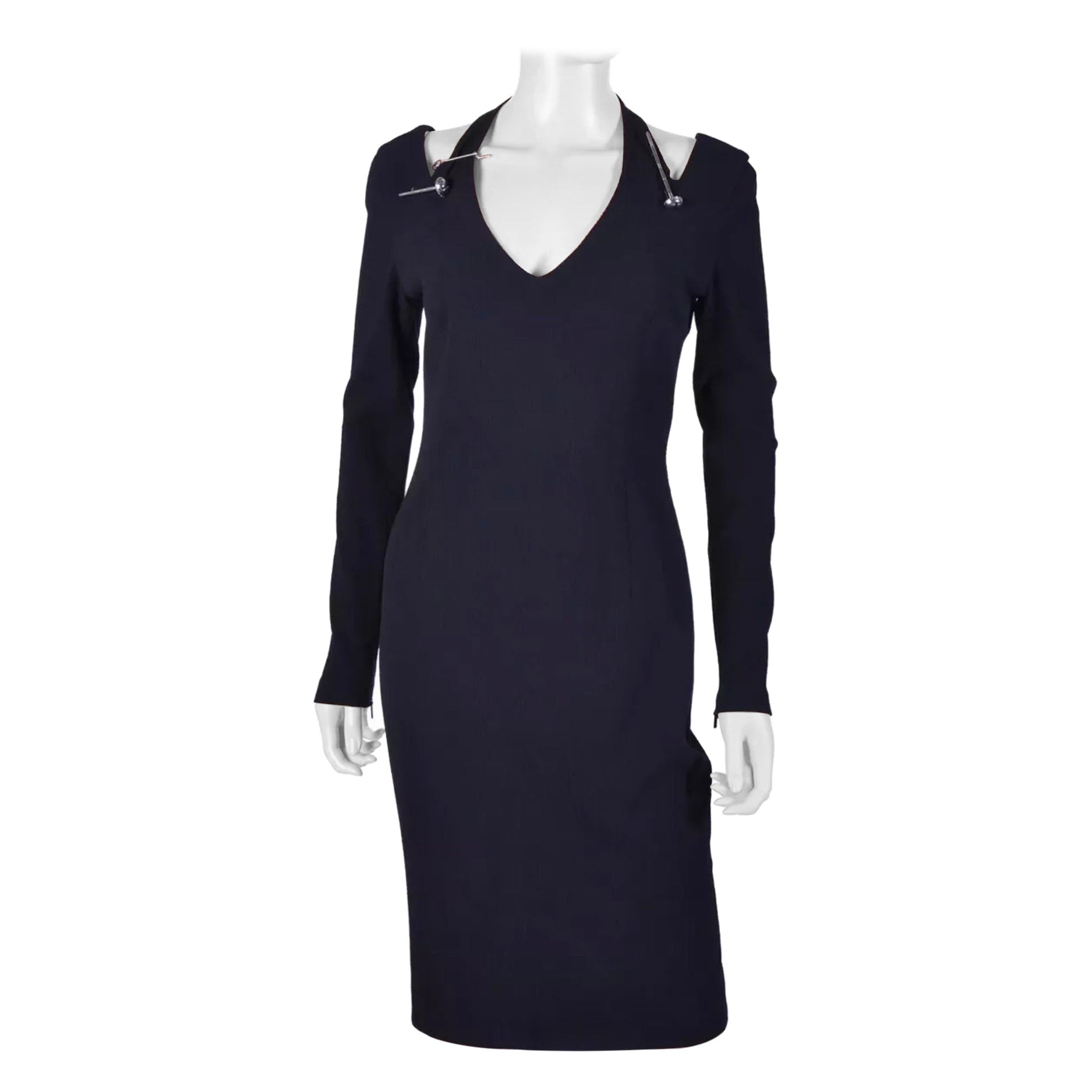 Versace - Robe bodycon en crêpe bi-stretch noir 42 - 6