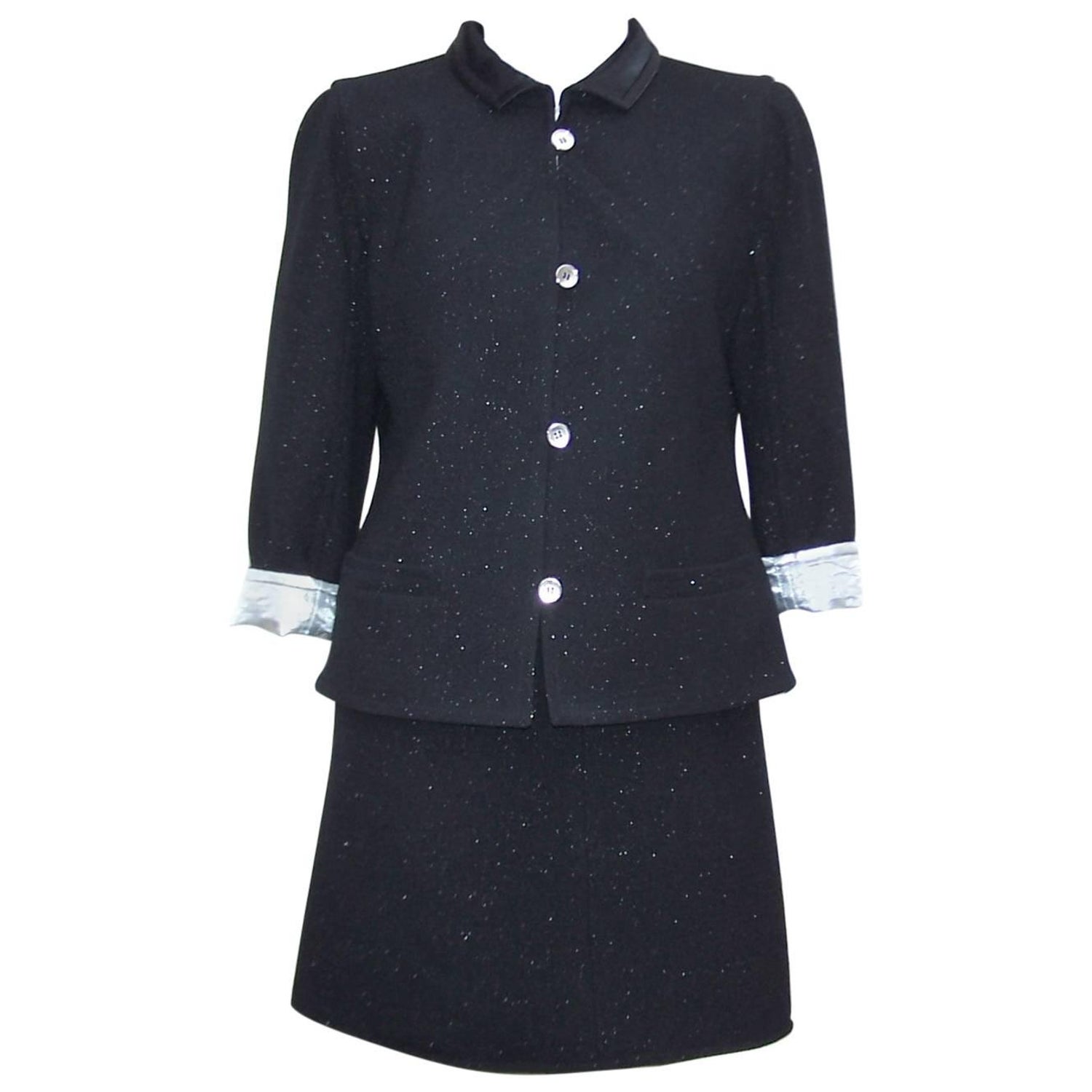 André Courrèges Haute Couture Skirt Suit In Black Wool Circa 1968/1975 For  Sale at 1stDibs
