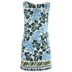 Prada Blue and White Hawaiian Flower Print Dress - 46