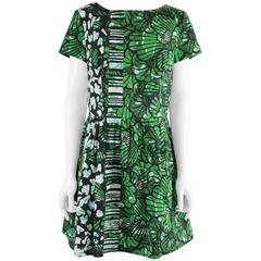 Oscar de la Renta Green Print Cotton Dress - 12