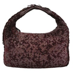 Bottega Veneta Veneta Hobo Medium Leather and Velvet Burgundy Wine 40cm