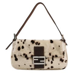 Fendi Baguette Pony-style Leather Dalmatian Print Cream White
