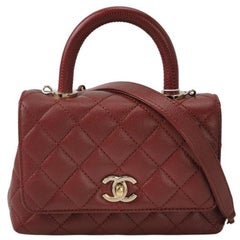 Chanel Coco Handle Mini Burgundy Caviar Leather Crossbody Bag
