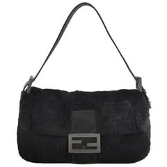 Fendi Baguette Black Faux Fur Shoulder Bag