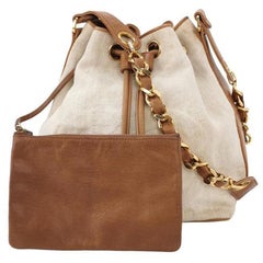 Chanel Patchwork Canvas and Leather Drawstring Bucket Bag, 1989-1991