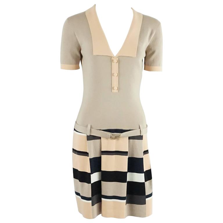 princess polly baby blue dress Fendi Taupe and Peach Cotton Knit Dress - 42 For Sale at 1stDibs