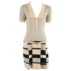 Used Fendi Taupe and Peach Cotton Knit Dress - 42