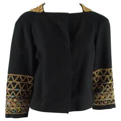 Dries Van Noten Black Cotton Blend Jacket with Wood Beading - 36 7