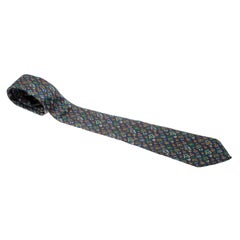 Corbata Dunhill Azul Marino Seda Estampada Medalla
