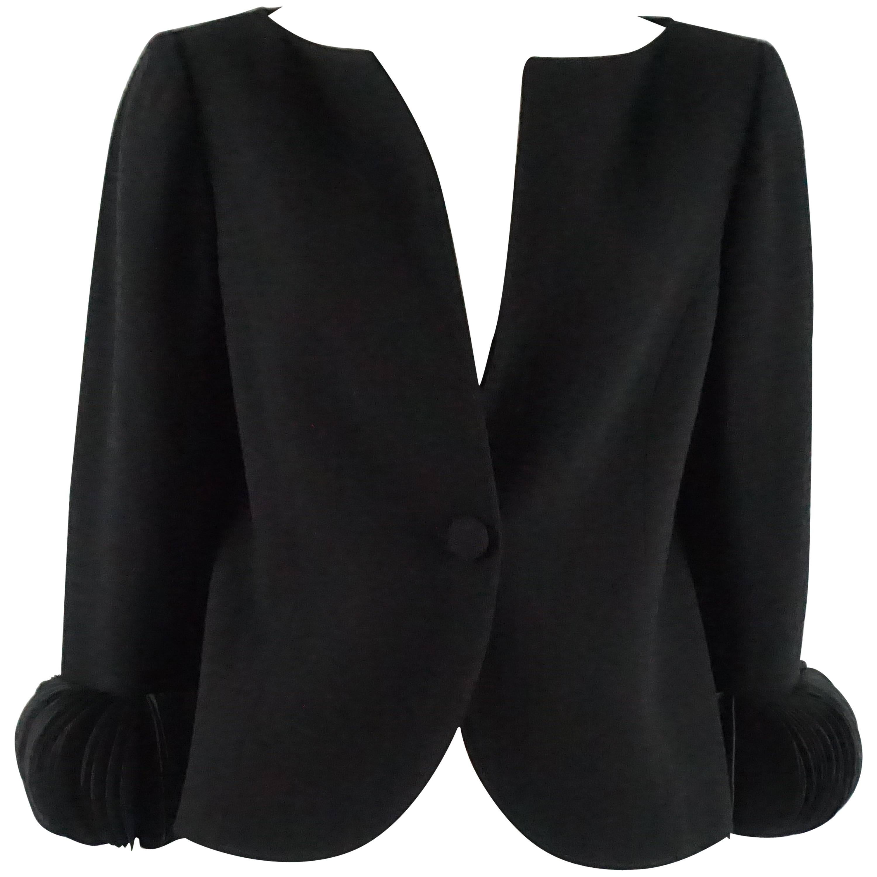 Valentino Black Wool Jacket with Thick Petal Sleeves - 10