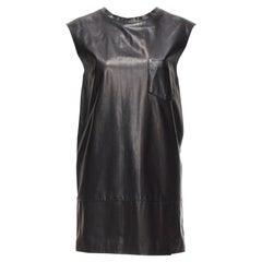 3.1 PHILLIP LIM minivestido de cuero negro con abertura en el bolsillo y cordón en el ojo de la cerradura US2 S