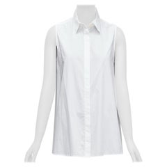 ACNE STUDIOS white cotone minimal senza maniche e con spacchi laterali, top a tunica FR36 S.