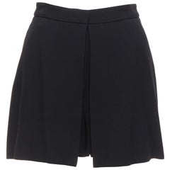 ALEXANDER MCQUEEN 2016 black double flap front minimal dress skort IT38 XS
