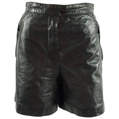 Escada by Margaretha Ley Black Leather Shorts - 38 - 1980's 9