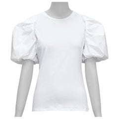 ALEXANDER MCQUEEN white cotton puff short sleeves fitted tshirt top IT38 XS