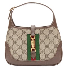 BALENCIAGA GUCCI 2021 Hacker Jackie BB monogram web mini hobo bag