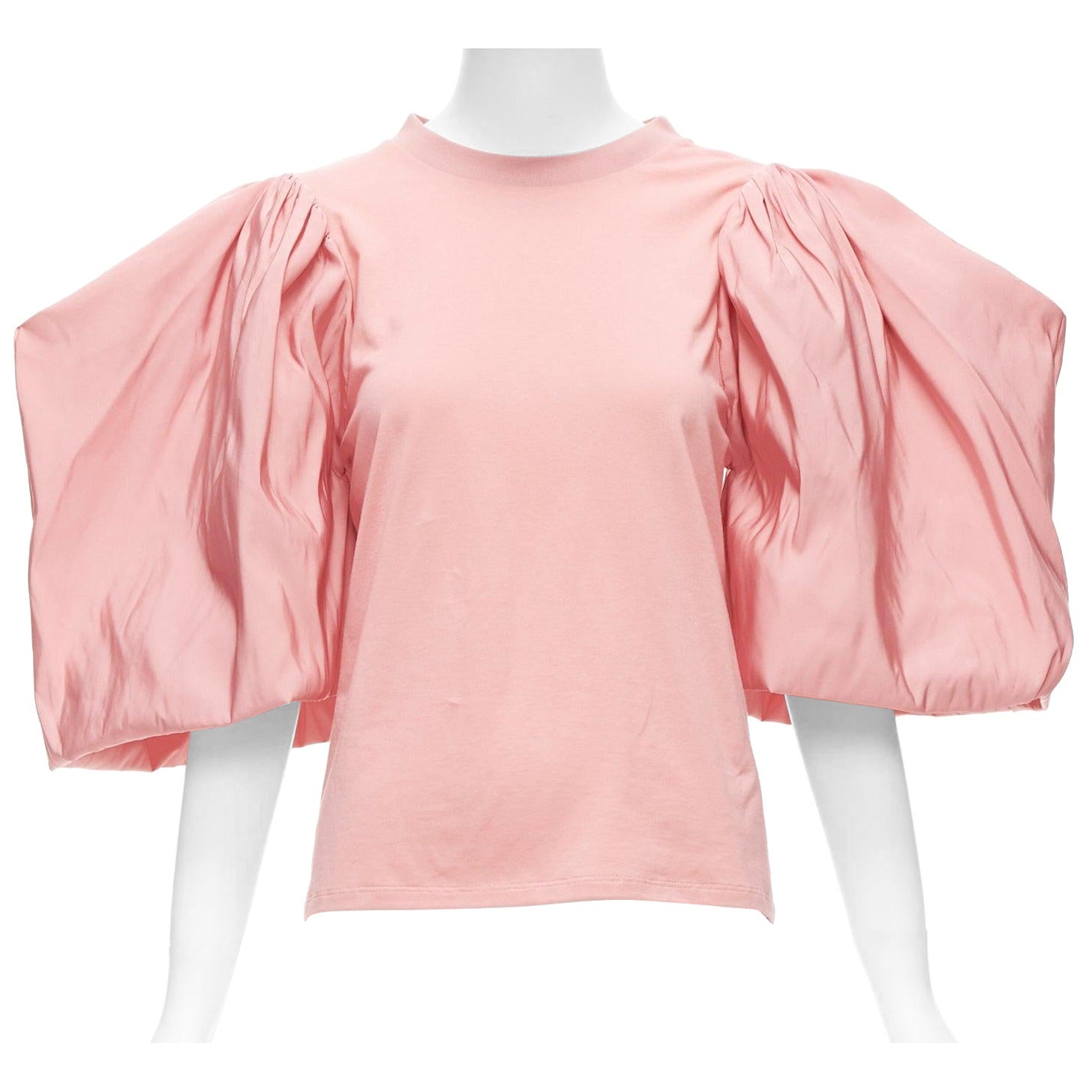 Alexander McQueen - tshirt in cotone con maniche a sbuffo rosa drammatico IT38 XS