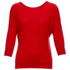 ALEXANDER MCQUEEN 100% Kaschmir roter Pullover mit langen Ärmeln und tiefem Ausschnitt XS