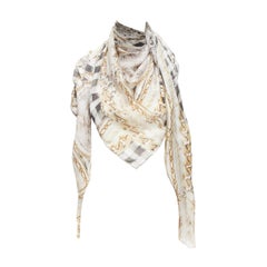 Bufanda con estampado tromp loeil de cachemira y modal crema BALMAIN