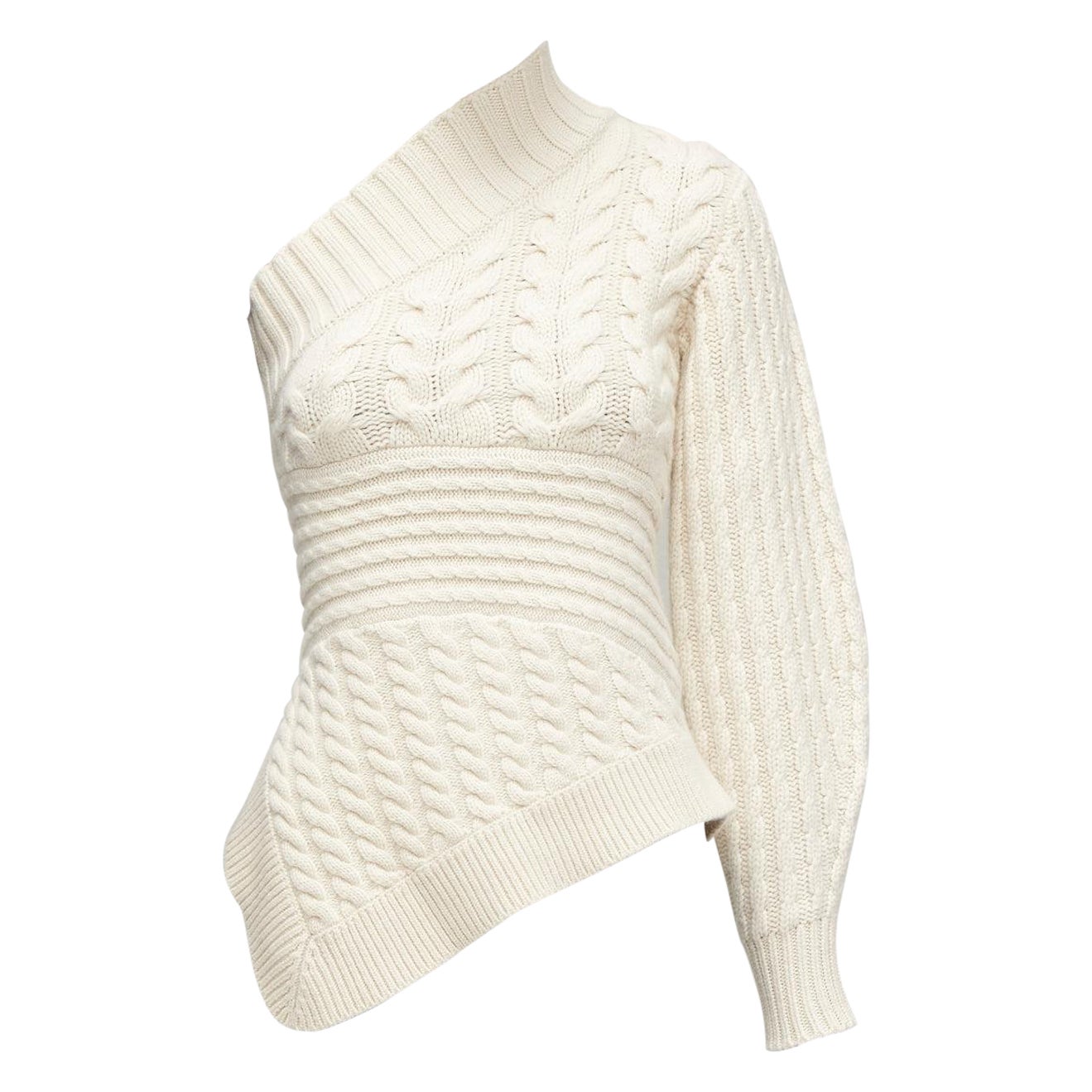 BURBERRY 100% cachemira crema un hombro mixto cable punto jersey XS en venta