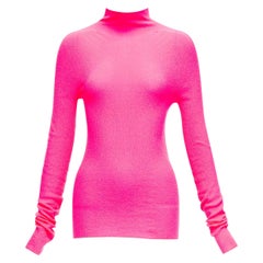 OLD CELINE Phoebe Philo neonrosa Polyamid minimales langärmeliges Oberteil mit langen Ärmeln S