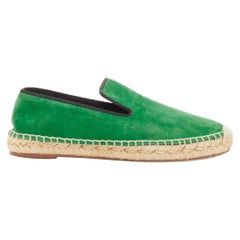 VECCHIA CELINE Phoebe Philo espadrillas in camoscio verde e gros grain nero EU38