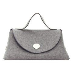 Rara borsa CELINE Phoebe Philo 2014 Runway Orb in feltro di lana grigio con manico superiore