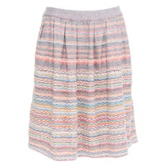 Chanel 18P gonna al ginocchio in seta, cotone, cashmere e tweed con nastro arcobaleno FR40 L.