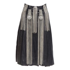 CHRISTOPHER KANE Laufsteg Rock aus Lammfell und Leder mit silberner Kette verschönert IT40 S