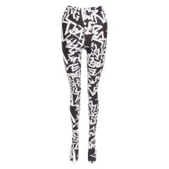 COMME DES GARCONS 2021 black white free graffiti skinny leggings XS
