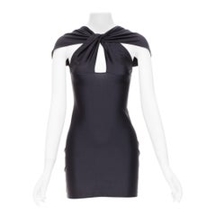 COPERNI - Miniabito XS in jersey di nylon nero con taglio a spalla fredda