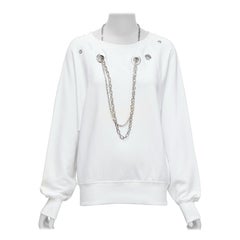 DIESEL 2023 Glenn Martens silver punk chain grommet oversized sweatshirt XS