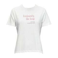DIOR Feminity The Trap Simone De Beauvoir print white cotton linen tshirt XS